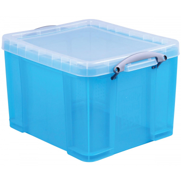Really Useful Box 35 liter, transparant helblauw