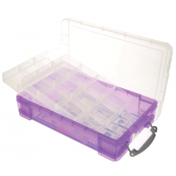 Really Useful Box 4 liter met 2 dividers, transparant paars