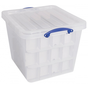 Really Useful Box opbergdoos, 60 l, met inzetbakje, transparant