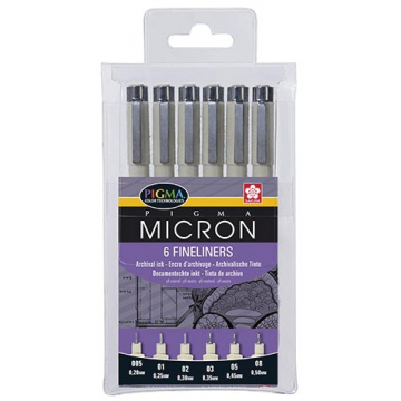 Sakura Fineliner Pigma Micron zwart 6 stuks