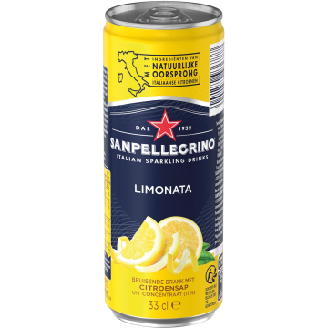 San Pellegrino limonade limonata, sleek blik van 33 cl, pak van 6 stuks