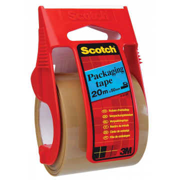 Scotch afroller met verpakkingsplakband, ft 50 mm x 20 m, bruin