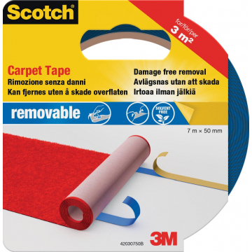 Scotch verwijderbare tapijttape, ft 50 mm x 7 m, op blister