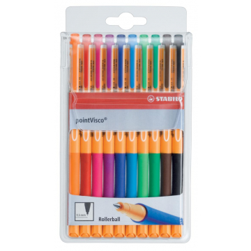 Stabilo roller Point Visco etui van 10 stuks (oranje, rood, roze, lila, donkerblauw, lichtblauw, groen...