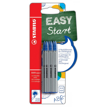 Stabilo vulling Easy Orginal, fijn, blauw, blister met 6 stuks