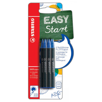 Stabilo vulling EasyOrginal, medium, blauw, blister met 6 stuks