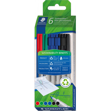 Staedtler Lumocolor 316 OHP-marker, non-permanent, fijn, assorti, etui van 6 stuks