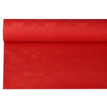 Tafelkleed uit papier met damastprint, 1,2 x 8 m, rood