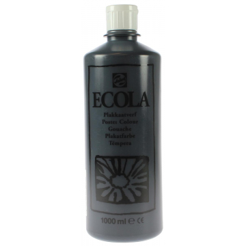 Talens Ecola plakkaatverf flacon van 1000 ml, zwart