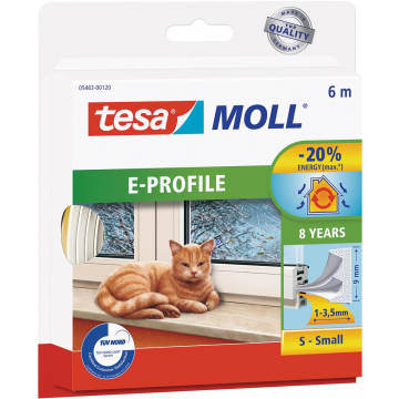Tesa Moll Classic tochtstrip E-profiel, 6 m, wit