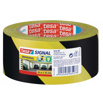 Tesa signalisatietape ft 50 mm x 66 m, geel/zwart