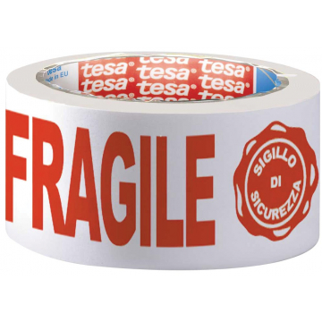 Tesa verpakkingsplakband "FRAGILE", ft 50 mm x 66 m