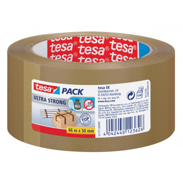 Tesa verpakkingsplakband Ultra Strong, ft 50 mm x 66 m, PVC, bruin