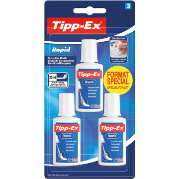 Tipp-Ex correctievloeistof Rapid, blister van 3 stuks, special format