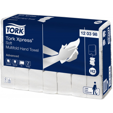 Tork Xpress Advanced handdoek 2-laags, systeem H2, wit, pak van 21 stuks
