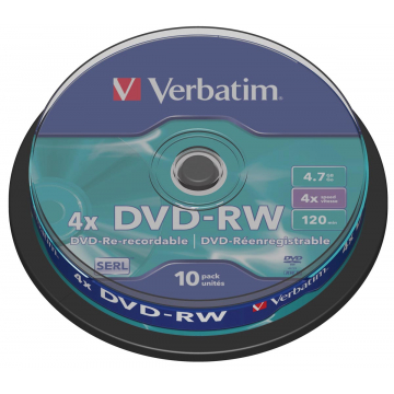 Verbatim DVD rewritable DVD-RW, spindel van 10 stuks