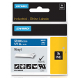 Dymo RHINO vinyltape 12 mm, wit op blauw