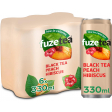 Fuze Tea frisdrank, niet-bruisend, sleek blik van 33 cl, pak van 24 stuks, perzik hibiscus