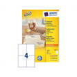 Etiket Avery Zweckform 3483-200 105x148mm A6 wit 800stuks