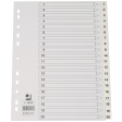 Q-CONNECT tabbladen, A4, PP, 11-gaatsperforatie, met indexblad, set van 1-20, wit