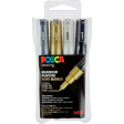 Uni POSCA paintmarker PC-1MC, 0,7 - 1 mm, etui met 4 stuks in geassorteerde metallic kleuren