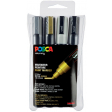 Uni POSCA paintmarker PC-5M, 1,8 - 2,5 mm, etui van 4 stuks in geassorteerde vanallic kleuren