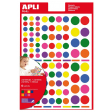 Apli Kids verwijderbare stickers, cirkel, blister met 624 stuks in geassorteerde kleuren en groottes