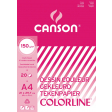 Canson tekenpapier Colorline, 150 g, ft 21 x 29,7 cm, A4, geassorteerde kleuren, blok van 20 vel