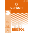 Canson tekenpapier Bristol, 224 g, ft 29,7 x 42 cm, A3, blok van 20 vel