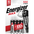 Energizer batterijen Max AAA/LR03/E92, blister van 4