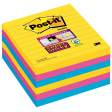 Post-it Super Sticky notes XL Carnival, 90 vel, ft 101 x 101 mm, gelijnd, assorti pak van 6 blokken