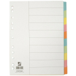 Q-CONNECT tabbladen, A4, karton, 11-gaatsperforatie, 10 tabs, geassorteerde kleuren