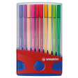 STABILO Pen 68 brush, ColorParade, rood-blauwe doos, 20 stuks in geassorteerde kleuren