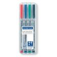 Staedtler Lumocolor 316, OHP-marker, non permanent, 0,6 mm, box van 4 stuks in geassorteerde kleuren