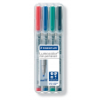 Staedtler Lumocolor 315, OHP-marker, non permanent, 1,0 mm, box van 4 stuks in geassorteerde kleuren