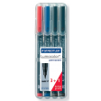 Staedtler Lumocolor 317, OHP-marker, permanent, 1,0 mm, box van 4 stuks in geassorteerde kleuren