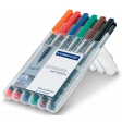 Staedtler Lumocoler 318, OHP-marker, permanent, 0,6 mm, etui van 6 stuks in geassorteerde klassieke kleur