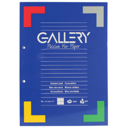 Gallery cursusblok, ft A4, 90 g/m², 2-gaatsperforatie, commercieel geruit, 100 vel