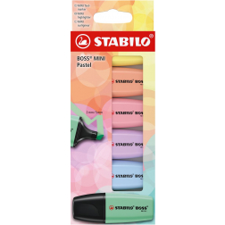 STABILO BOSS MINI pastel markeerstift, geassorteerde kleuren, blister van 6 stuks
