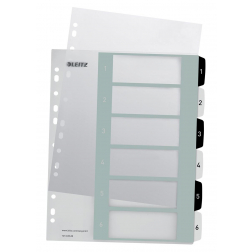 Leitz WOW printbare index, 6 tabs, zwart-wit