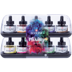 Talens Ecoline waterverf flacon van 30 ml, set van 10 flacons in geassorteerde kleuren