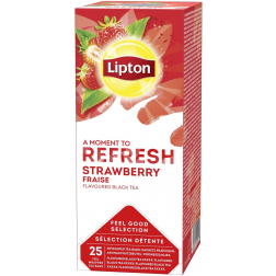 Lipton thee Feel Good Selection, Zwarte thee aardbei, doos van 25 zakjes