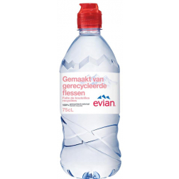 Evian water, fles van 75 cl, pak van 12 stuks