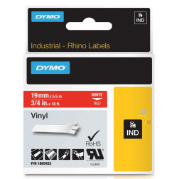 Dymo RHINO vinyltape 19 mm, wit op rood