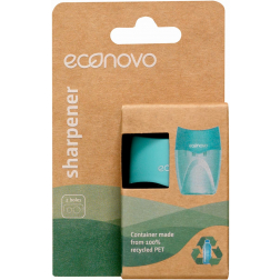 Econovo potloodslijper, met opvangbakje, 2 gaatjes, blauw, op blister