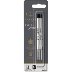 Parker Quinkflow vulling voor balpen, medium, zwart, blister met 3 stuks