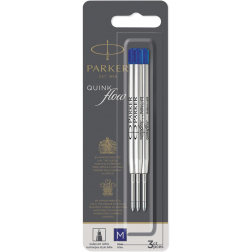 Parker Quinkflow vulling voor balpen, medium, blauw, blister met 3 stuks