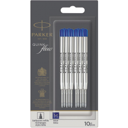 Parker Quinkflow vulling voor balpen, medium, blauw, blister met 10 stuks