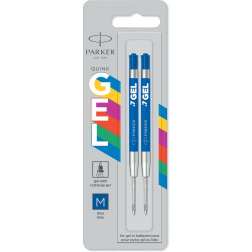 Parker gelvulling voor balpen medium, 0,7 mm, blauw, blister van 2 stuks