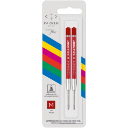 Parker Eco vulling voor balpen, medium, rood, blister van 2 stuks